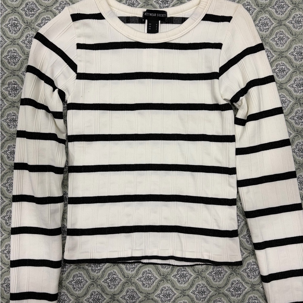 Black and White Striped Women's Top